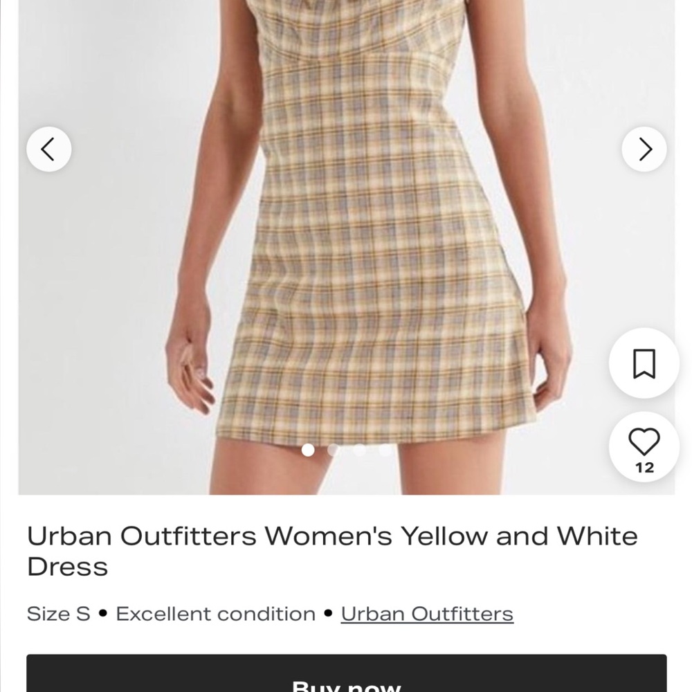 Urban outfitters yellow plaid mini dress size medium